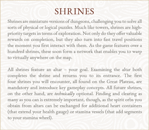 Shrines are miniature versions of dungeons, challenging you to solve all sorts of physical or logical puzzles  Much l   