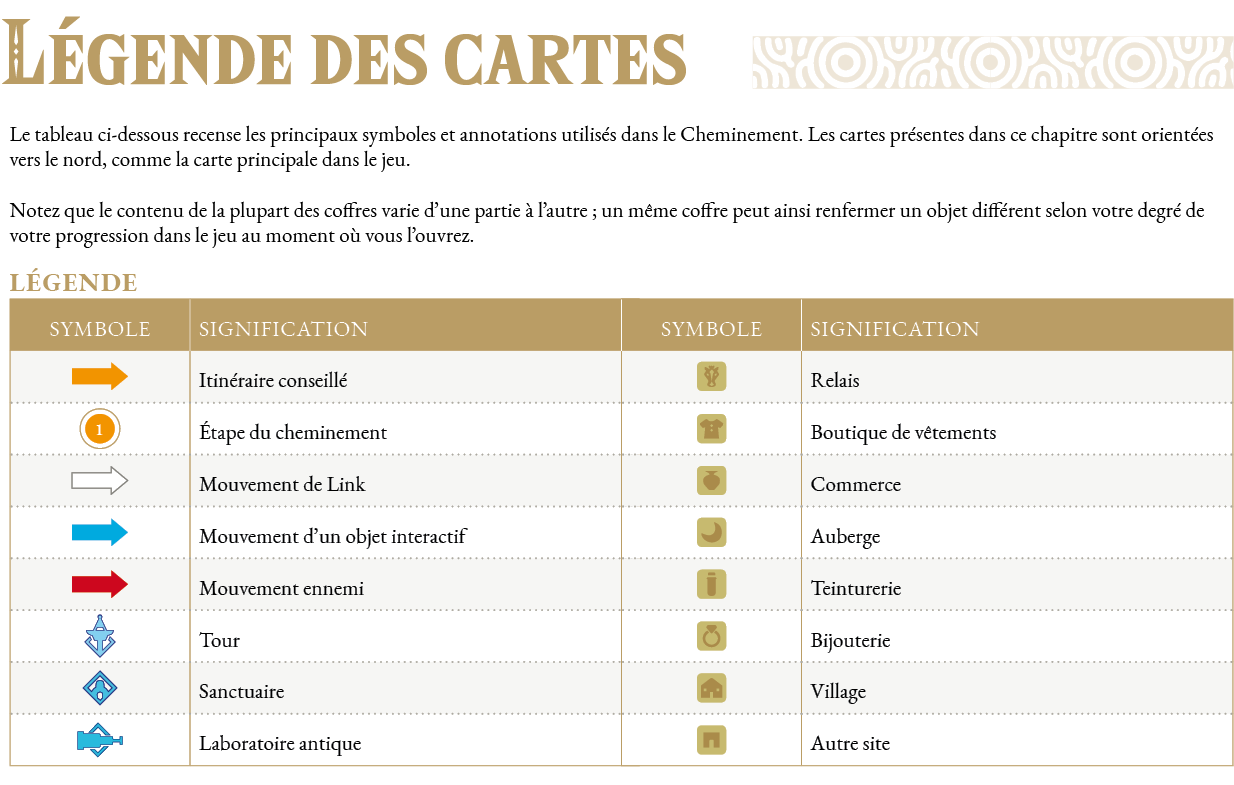 Le tableau ci-dessous recense les principaux symboles et annotations utilisés dans le Cheminement  Les cartes présent   